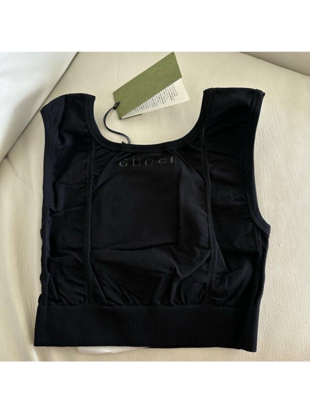 NWT GUCCI - Jersey Top Black Logo Sz M 100% Authentic - Picture 5 of 7